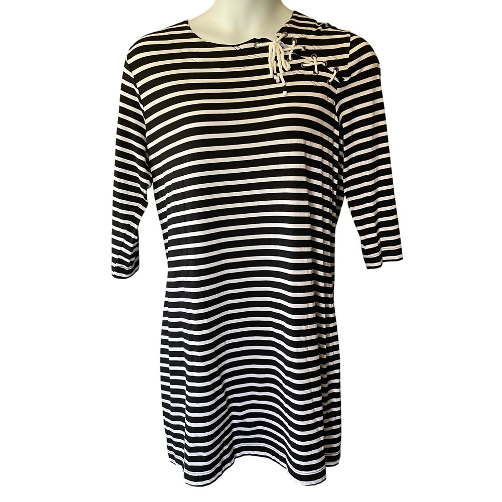 Coolibar‎ Minimalist Preppy Striped UPF 50+ Midi Dress Tunic Size XL Fisherman